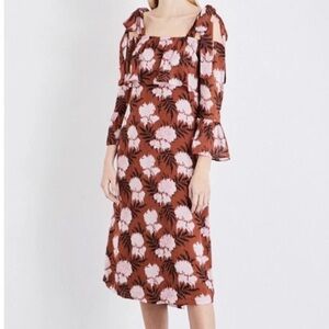 GANNI MONETTE COLD SHOULDER DRESS